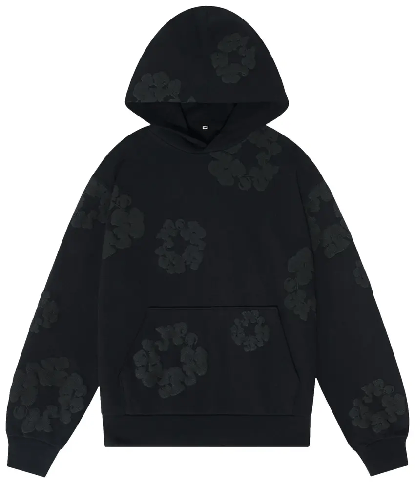 Denim Tears Cotton Wreath Hooded Sweatshirt 'Black Monochrome'